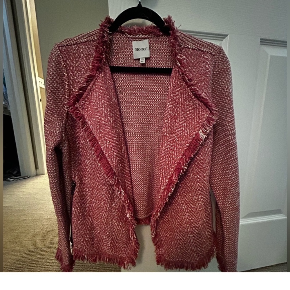 NIC+ZOE Women's Fringe Mix Knit Jacket